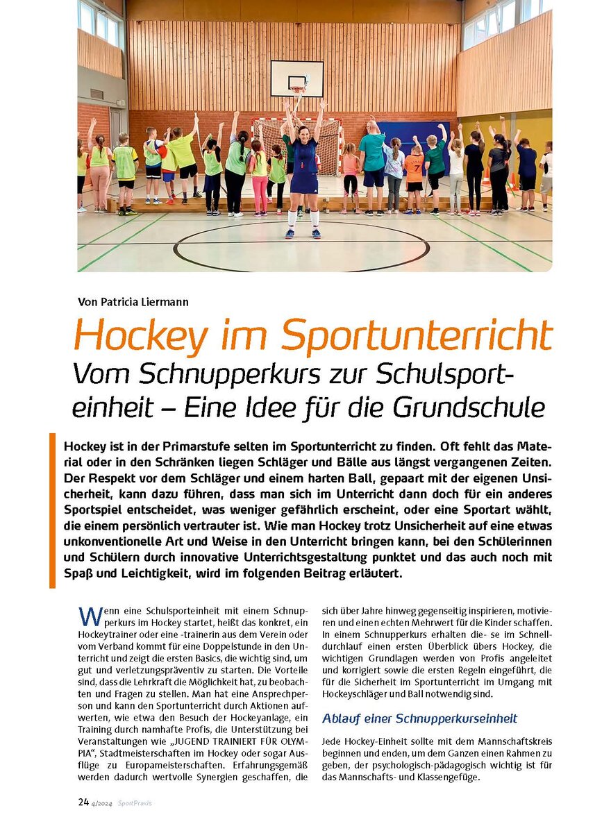 HOCKEY IM SPORTUNTERRICHT VOM SCHNUPPERKURS ZUR SCHUL- SPORTEINHEIT